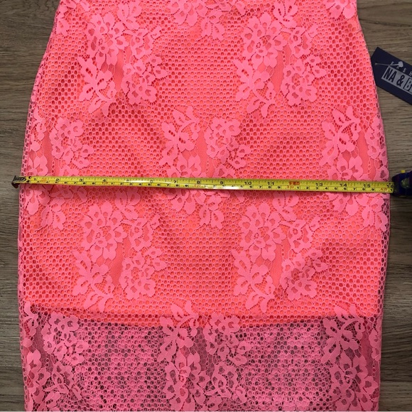 Lush 2 PC Set Coral-Pink Lace Crop Top and Skirt (New)-Size S/M - Picture 14 of 14